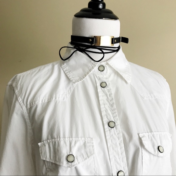 Gap White Button Down Modern Western Shirt M - Picture 4 of 8